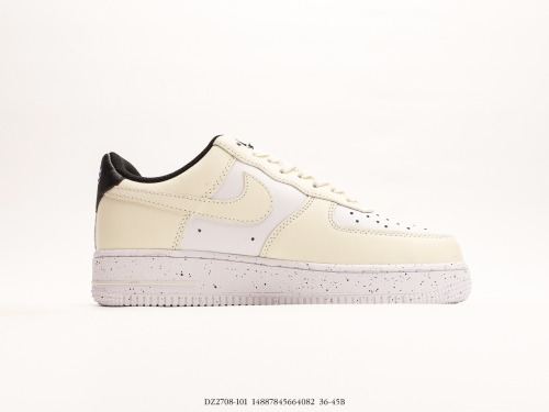 Nike Air Force 1’07 Lowcoconut Milk Classic Low -Bannia Casual Sneakers  Color Cream Whitening Black  uses hard beef cutting paper upper material Style:DZ2708-101