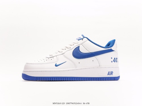 Nike Air Force 1 '0740th Anniversarywhite Mint Classic Low Low Gangs Leisure Sneakers  40th Anniversary White and Blue Hook  Style:MN5263-123