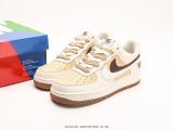 Nike Air Force 1 Low '07 Bear Double Hook Low -top casual board shoe beige custom exclusive shoe box Style:CC2569-011