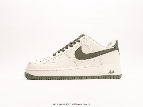 Nike Air Force 1’07 Lowbeige WhiteVine Reflective Classic Low Low -Bannia Sneaker  Leather Rice White Matcha Green 3M Reverse Light Hook  Style:GL6835-008