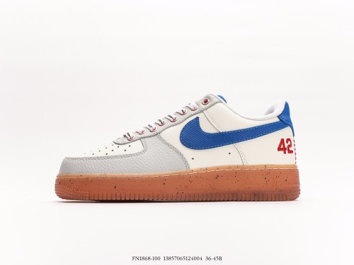 Nike Air Force 1’07 LowSJACKIE ROBINSONSON classic Low -end leisure sneakers  leather rice white gray treasure blue red 42 jersey  Style:FN1868-100