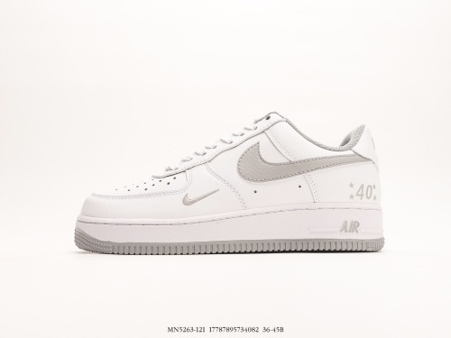 Nike Air Force 1 '0740th Anniversarywhite Grey Classic Low Low -Bannia Casual Sneaker  40th Anniversary White Gray Hook  Style:MN5263-121