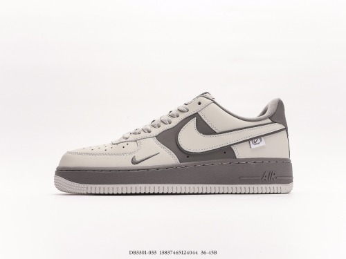 Nike Air Force 1 '07 Low QSGREYDARK GREY MINI SWOOSH classic Low -end leisure sneakers  leather light gray deep gray hook  Style:DB3301-033