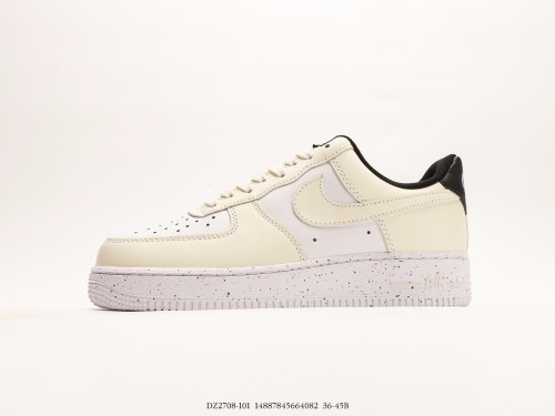 Nike Air Force 1’07 Lowcoconut Milk Classic Low -Bannia Casual Sneakers  Color Cream Whitening Black  uses hard beef cutting paper upper material Style:DZ2708-101