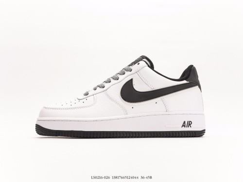 Nike Air Force 1 '07 Low QSWHITEBLACK Reflectiv Swoosh classic Low -end leisure sneakers  leather white black angel reflecting hook  Style:LS0216-026