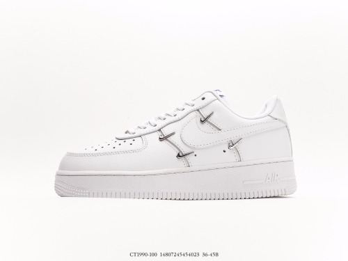 Nike Air Force 1 Low ’07 All White  Co -branded Little Silver Hook  Style:CT1990-100