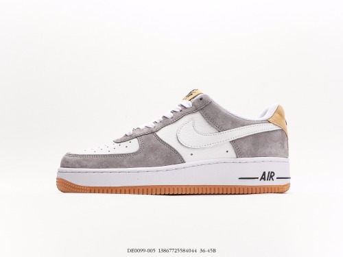 Nike Air Force 1′07 Low SUEDEDHITEGREYYLLow classic Low -end leisure sneakers  spliced ​​white deep gray loquat  Style:DE0099-005