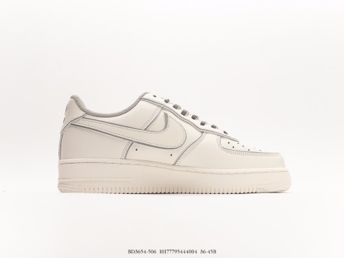 Nike Air Force 1’07 Low Beigemetallic Sliver Classic Low Gangs Leisure Sneakers  Leather Rice Silver 3M Anti -Light edge  Style:BD3654-506