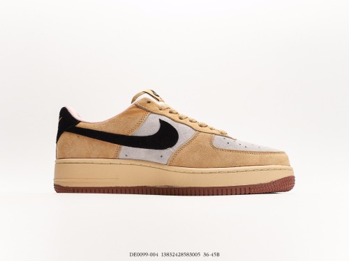 Nike Air Force 1′07 Low Suedewheatgreyblack Classic Low -Gangs Leisure Sneakers  suede wheat yelLow light gray black  Style:DE0099-004