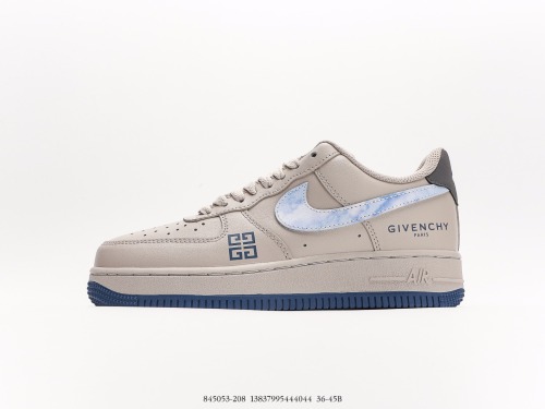 Givenchy X Nike Air FORCE 1 07 LV8SAND GREYWATER BLUE 4G classic versatile casing sneakers  Sand, Gray Water Blue 4G Printing  Style:845053-208