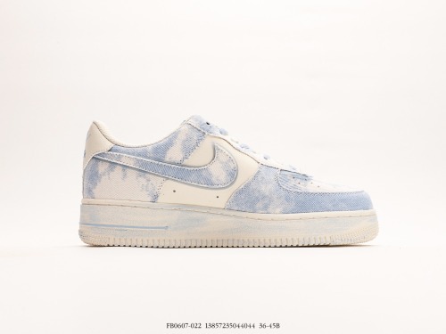 Nike Air Force 1′07 LowexClusive Denim series classic Low -end leisure sneakers  rice white light blue denim is old  Style:FB0607-022