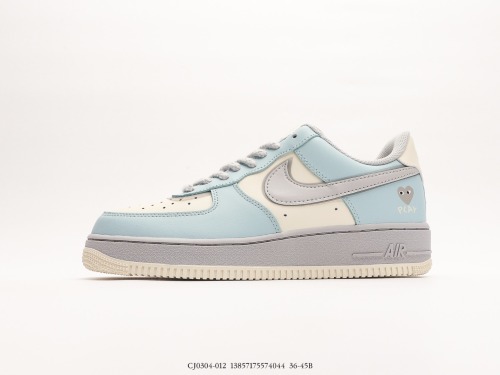 Comme des Garcons & Nike Air Force 1 Low casual board shoes  Chuanjiu Gray Blue  Style:CJ0304-012