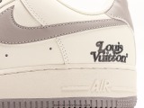 Louis Vuitton x Nike Air Force 1 07 Lv8 Whitegreyblack LV classic versatile casual sneakers  white gray black LV print  Style:BS9055-308