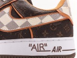 Louis Vuitton x Nike Air Force 107 Lv8 Lowdamier Azurbrownlv Monogram series Low -top classic versatile leisure sneakers  dark brown white checkered lattice LV pressure pattern old fLowers  Style:NS1211-001