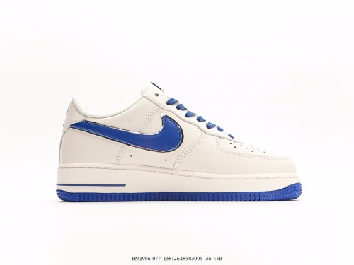 Nike Air Force 1’07 LowwhiteroyAl Bluesilver classic Low -end leisure sneakers  leather white royal blue silver hook  Style:BM1996-077