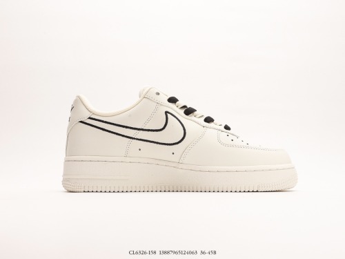 Nike Air Force 1 '07 LV8FIRST Use Black  Classic Low Low -Bannia Casual Sneakers  Leather White Black Embroidered Hook   Style:CL6326-158