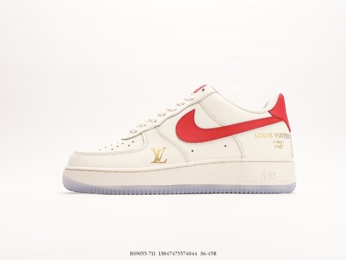 Nike Air Force 1 '07 LV joint Low -top leisure board shoes  rice white red crystal  Style:BS9055-711