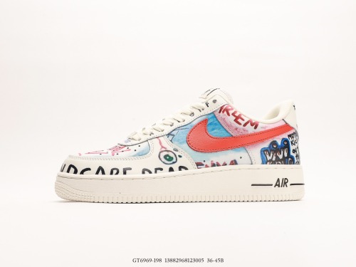 EDC Edison Chen and A $ AP Rocky co -created brand VLONE X Nike Air Force 1 '07 Lv8 Idgraffiti Customs Classic Low -Gang Sneakers  Leather White Hawaii Graffiti  Style:GT6969-198