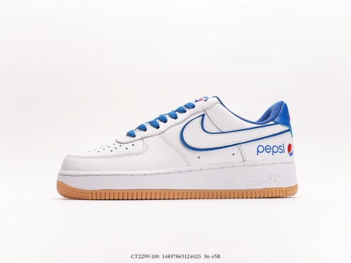 Pepsi X Nike Air Force 1’07 LV8PEPSI-COLA Classic Low-Bringing Leisure Sneakers  Leather White Blue Blue Blue Pepsi Cola  Style:BS8856-113