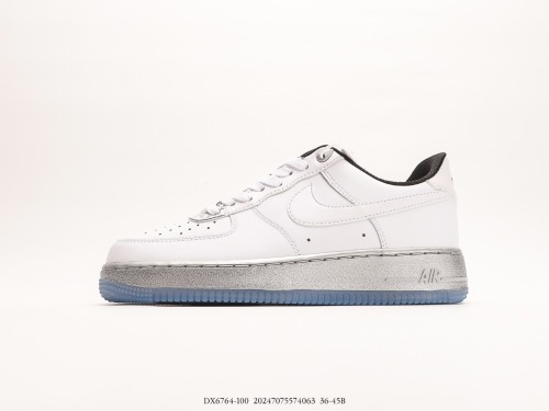 Nike Air Force 1 '07 Low SEWHITE ChROME Classic Low Gang Low -Bring Leisure Sneaker  Leather Silver Ice Base  Style:DX6764-100