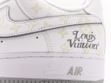Louis Vuitton X Nike Air Force 1 07 Lv8 Whitenavylv Monogram Classic Variable Leisure Sneakers  Leather White Cowboy Dark Blue LV Old FLower  Style:DR9868-200