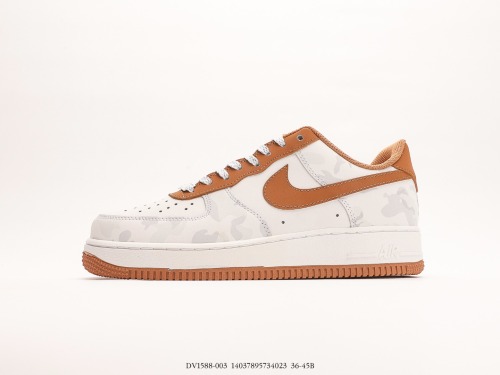 Nike Air Force 1 '07 LowwhitebrowRey Camo classic Low -end leisure sneakers  leather white dark brown gray camouflage  Style:DV1588-003
