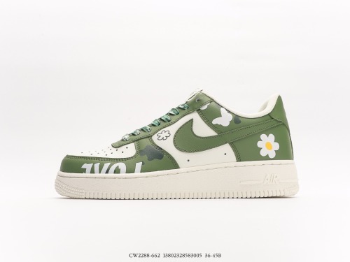 Nike Air Force 1 07 LV8Light Greylove Classic Low -Bring Various Leisure Sneakers  Stitching Light Gray Black White Butterfly FLower  Style:CW2288-662