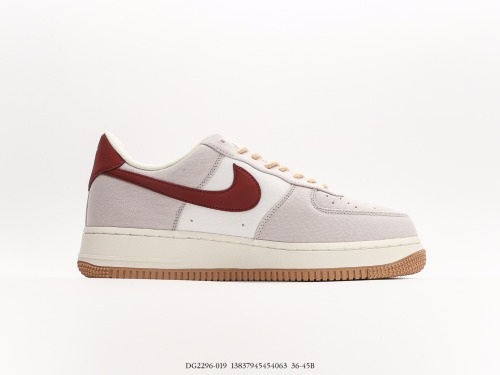 Nike by you Air FORce 1 '07 Low Retro SP Low -top classic versatile sports sneakers  rice white light gray wine red raw glue bottom  Style:DG2296-019