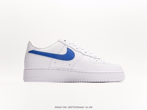Nike Air Force 1 '07 Lowroyal Bluehoops Low Classic Various casual sneakers  White Pressing FLower Basketball Treasure Blue Hook  Style:FD0667-100