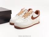 Nike Air Force 1’07 Lowwhitesandbrown Classic Low Low -Bannia Casual Sneakers  Leather White YelLow Deep Brown Style:YY3188-103