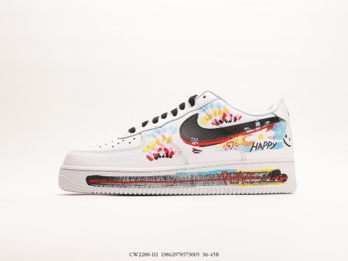 Nike by you Air FORce 1 '07 Low Retro SP Low -top classic versatile sneakers  make old graffiti custom color scheme printing  Style:CW2288-111