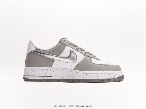 Nike Air Force 1 '07 LowSOOT White Silver classic Low -end leisure sneakers  color -fighting gray and silver splash ink  Style:MK5639-889