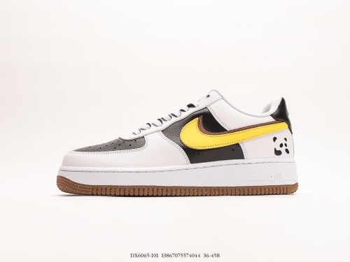 Nike Air Force 1’07 Low85 Double SwooshwhiteyelLowBrownbear Classic Low -Gangs Leisure Sneakers  Leather White yelLow -brown double hook panda  Style:DX6065-101