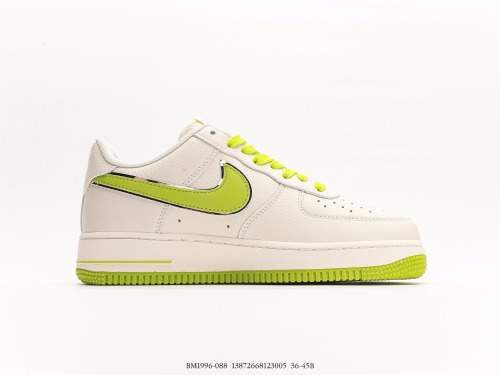 Nike Air Force 1’07 Lowwhiteapple Greensilver classic Low -top leisure sneakers  leather rice white apple green hook  Style:BM1996-088