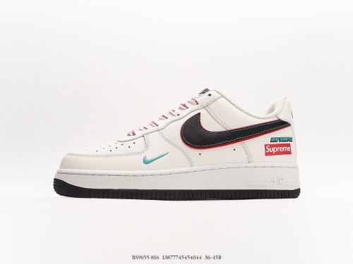 Supreme X Nike Air Force 1 07 LowSUPREME Classic Low Gangs Leisure Sneakers  Leather Rice White Black Blue Red SUP  Style:BS9055-816