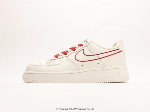 Nike Air Force 1 '07 LV8FIRST USE Red Classic Low -Bannia Casual Sneaker  Leather White Red Embroidery Hook  Style:CL6326-108