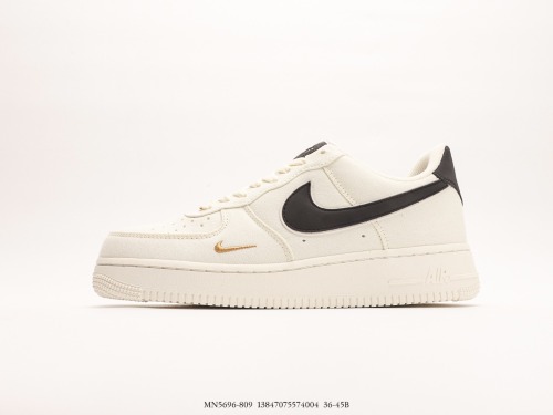 Nike Air Force 1’07 Low QSSAILBLACKOLD classic Low -top leisure sneakers  canvas rice white black gold mini double hook  Style:MN5696-809