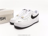 Nike Air Force 1 '07 Low QSWHITEBLACK MINI SWOOSH Classic Low Gangs Leisure Sneakers  Leather White Black Embroidery Hook  Style:CV5696-963