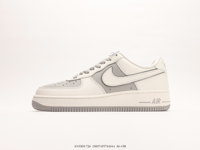 Nike Air Force 1’07 Lowwhitesmoke Grey Classic Low Gangs Leisure Sneakers  Leather White Smoke Gray Hook  Style:AV0303-726