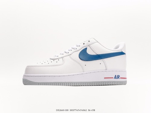 Nike Air Force 1’07 Lowwhitelight Grey Classic Low -Bannia Casual Sneakers  Leather White Blue  uses hard granular noodle dew Style:DX2660-100