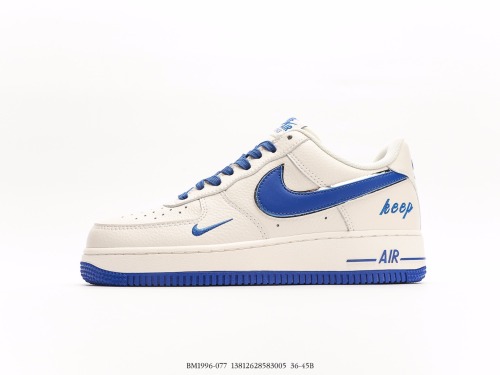Nike Air Force 1’07 LowwhiteroyAl Bluesilver classic Low -end leisure sneakers  leather white royal blue silver hook  Style:BM1996-077