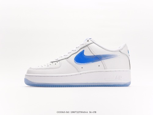 Nike by you Air FORCE 1 '07 Low Retro SP Low -top classic versatile sports sneakers  leather white ice blue grades  Style:CO3363-361