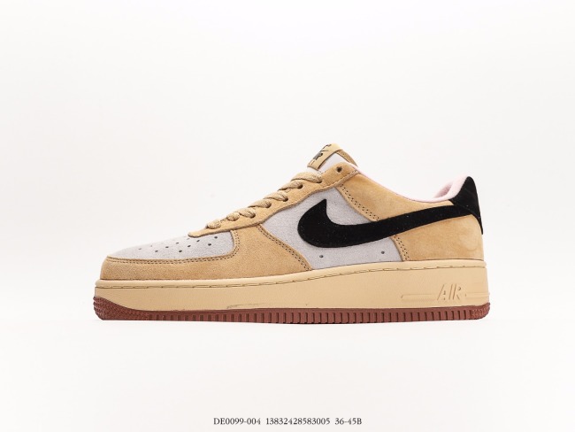 Nike Air Force 1′07 Low Suedewheatgreyblack Classic Low -Gangs Leisure Sneakers  suede wheat yelLow light gray black  Style:DE0099-004