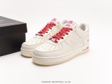 Supreme X Nike Air Force 1 07 LowSUPREME Classic Low -Gangs Leisure Sneakers  Litchi Leather Rice White Red SUP  Style:SU0220-001