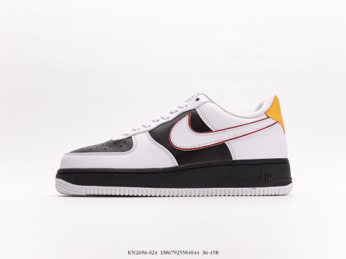 Nike Air Force 1’07 Lowalternate Bruce Lee classic Low -top leisure sneakers  leather white black yelLow Li Xiaolong  Style:KN2696-024