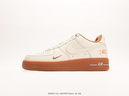 Nike Air Force 1 '0740th AnniversarybeigeBROWNGUM classic Low -end leisure sneakers  40th anniversary version of rice white brown hook caramel bottom  Style:BS9055-742