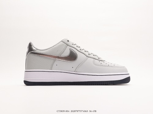 Nike Air Force 1 '07 Lowwhitesmog Grey Classic Low Gangs Leisure Sneakers  White Smasm Silver Hook  Style:CT3839-004