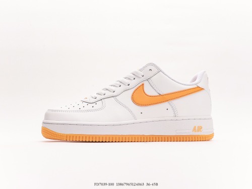 Nike Air Force 1 '07 Low casual board shoes  White Orange  Style:FD7039-100