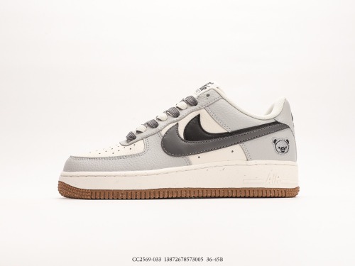 Nike Air Force 1 '07 Low Black Gray Bear Double Hook Low -top casual board shoes Style:CC2569-033
