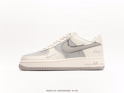 Nike Air Force 1’07 Lowwhite Classic Low -Givey Rapid Casual Sneakers  Leather Rice White Gray Hook  Style:BM2023-101